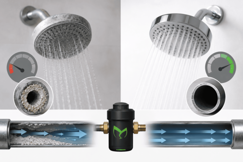 kan een waterontharder de druk in de douche beinvloeden